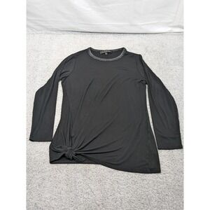 Diane Gilman Black Long Sleeve Tie Front Blouse Top Large‎ Whimsigoth Y2K Grunge